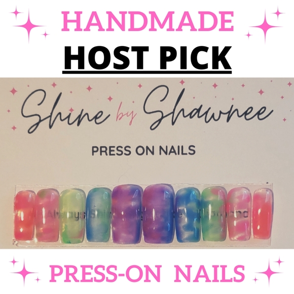 Handmade Luxury Press-On Nails | Sturdy & Reusable | TIE DYE - Picture 1 of 8